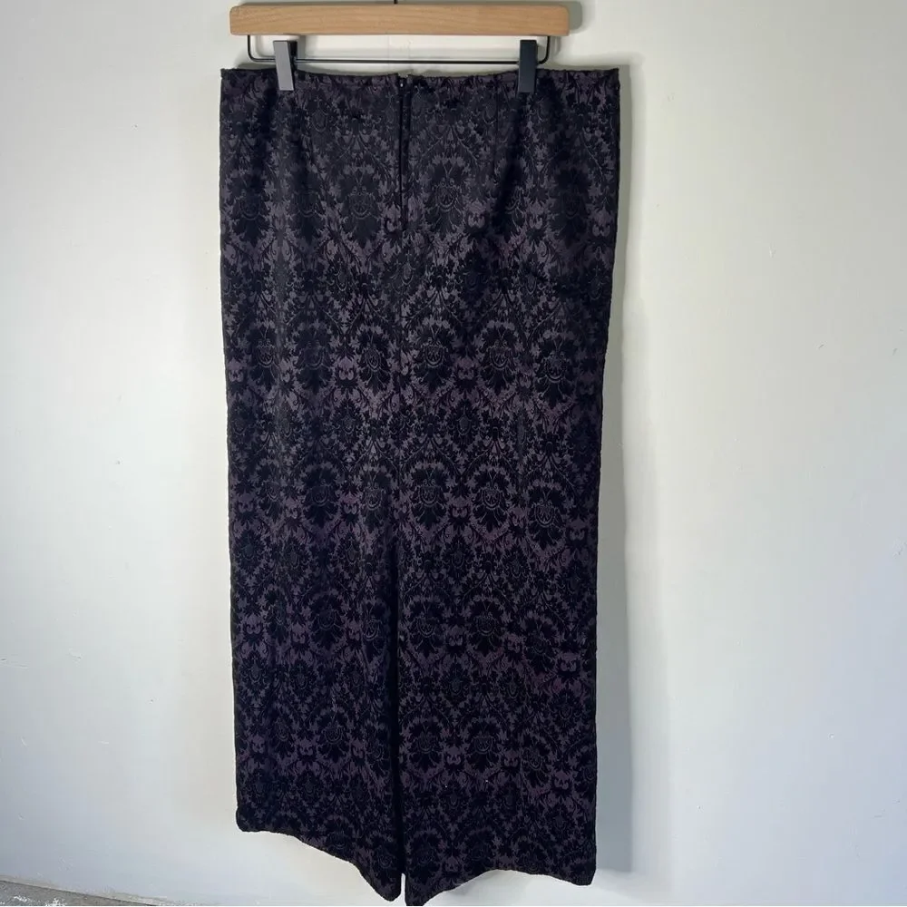LIP SERVICE Vintage Black and Purple Velvet Lace Maxi Pencil Skirt Large LA USA